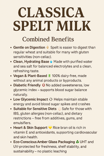 Classica Spelt Milk Drink 750ml - Vegan - Diabetic Friendly - Image 3