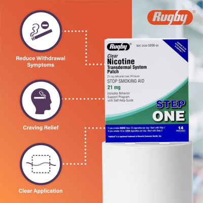 RUGBY Nicotine Transdermal System Step One, 21mg - 14 Patches - Image 2