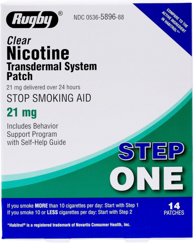 RUGBY Nicotine Transdermal System Step One, 21mg - 14 Patches